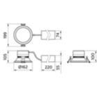 Dimension Drawing (without table) - DN391B LED11/840 PSD D150 ALU GM