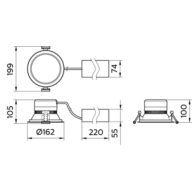 Dimension Drawing (without table) - DN392B LED16/830 PSD D150 ALU GC
