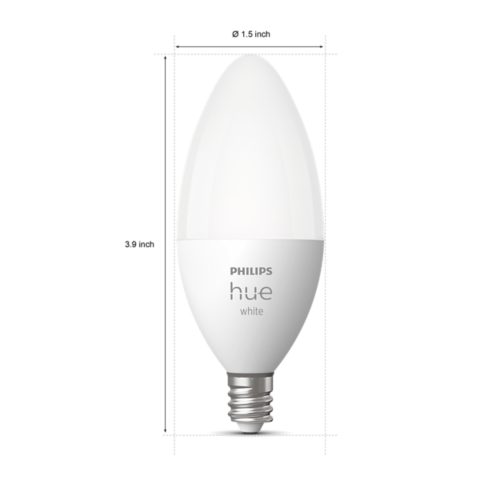 Philips Hue Smart 40W B39 Candle-Shaped LED Bulb - Soft Warm White Light -  2 Pack - 450LM - E12 - Indoor - Control with Hue App - Works with Alexa