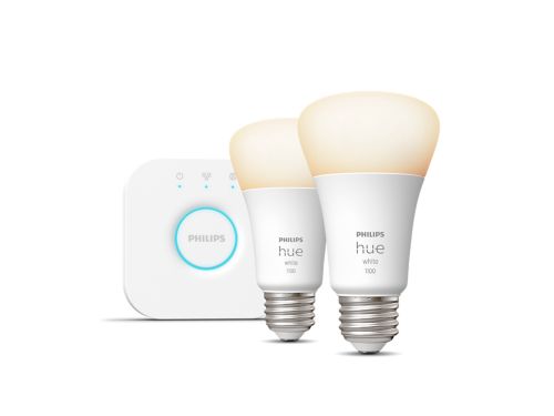 Philips Hue blanco A19 - Kit de arranque de bombillas Led equivalentes a 60  W, 455287, 10watts, 120 volts