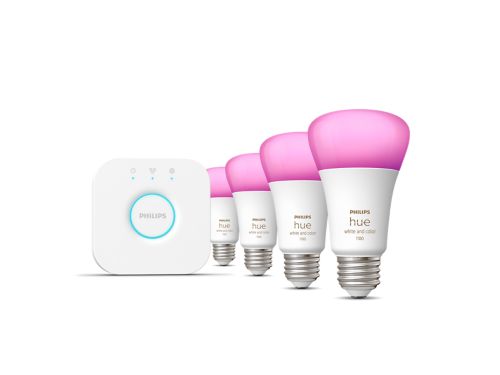 Hue Starter kit: Smart Button + 3 White E26 LED Bulbs + Hue Bridge 