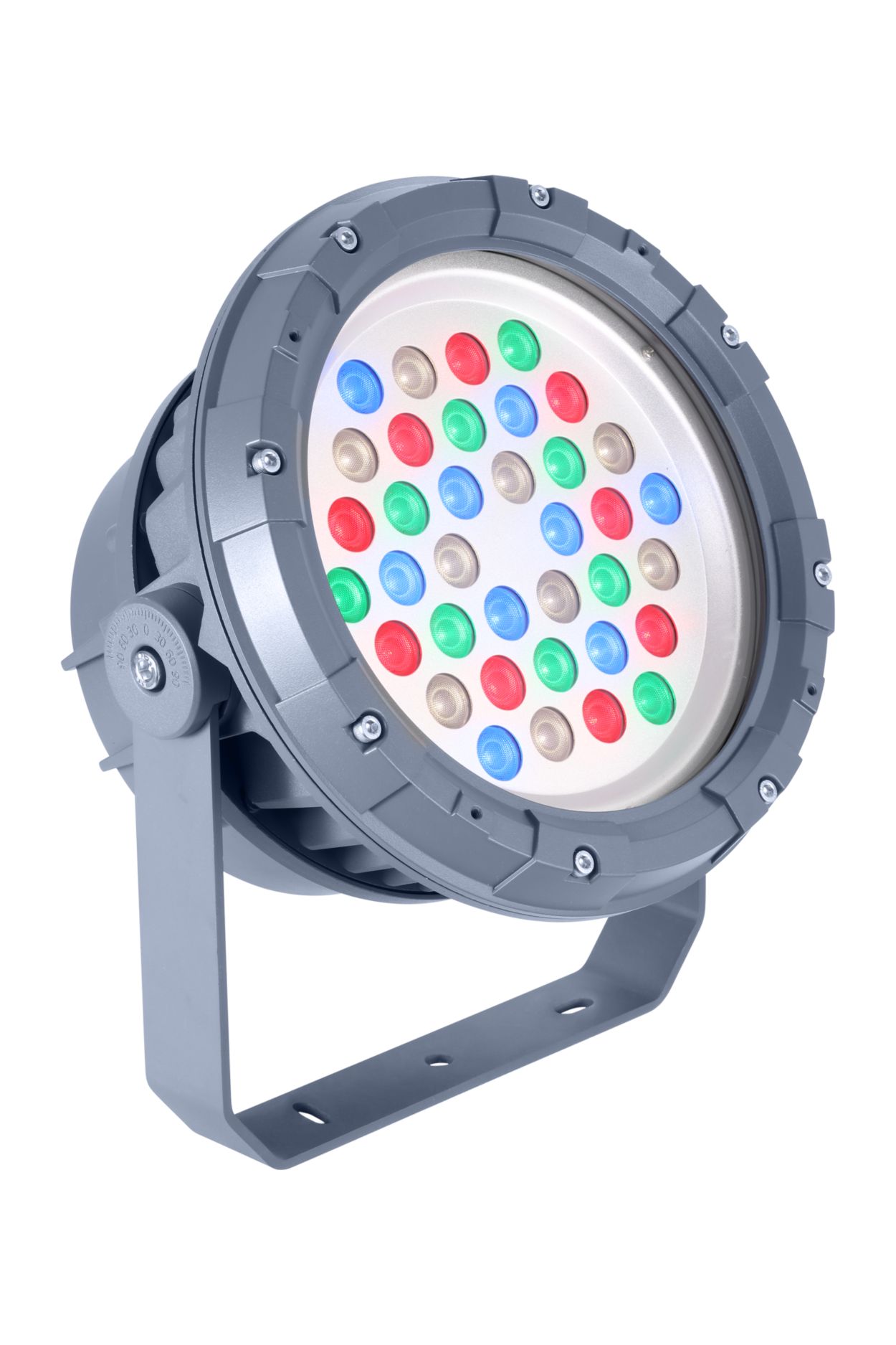 Architectural LED floodlight for fixed or dynamic lighting.