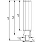 Dimension Drawing (with table) - LED PLC 8.5W 840 2P G24d-3