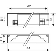 Dimension Drawing (with table) - HF-S 118/136 TL-D II 220-240V 50/60Hz