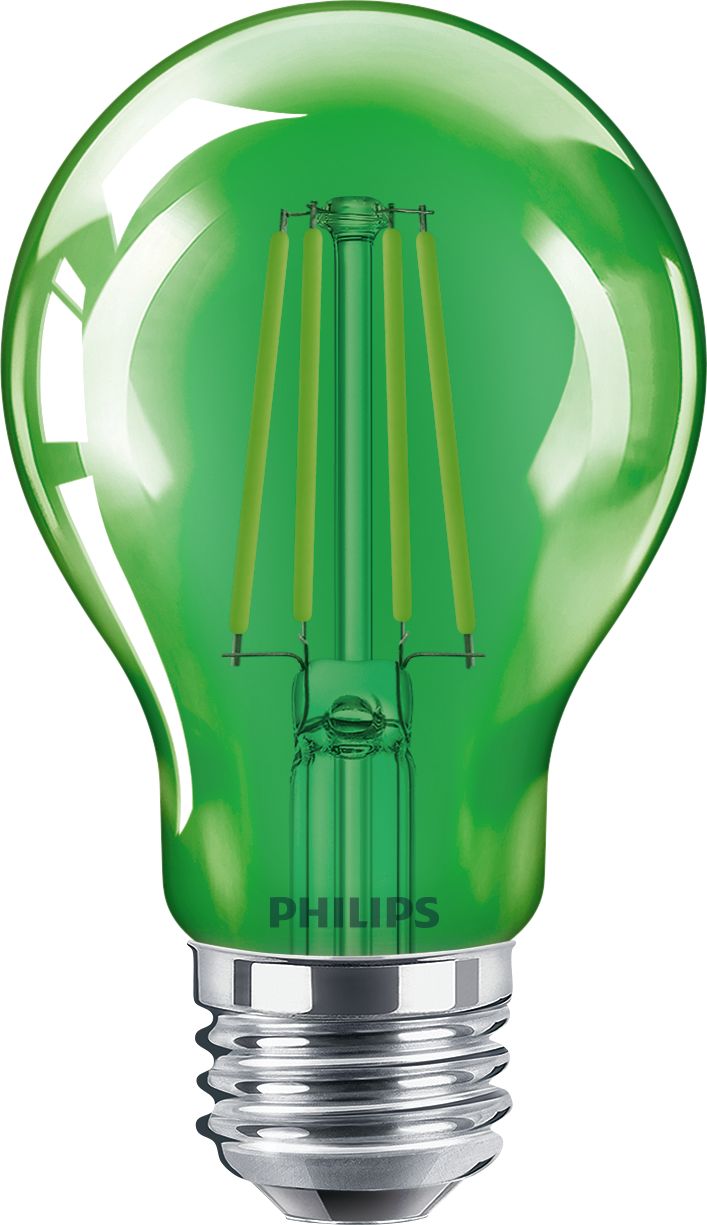 40-Watt Equivalent Light 6 Piece E26 Medium Screw Base Philips LED 538249 A19 Green Party Bulbs: Filament Glass 4 6-Pack 