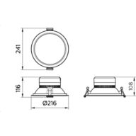 Dimension Drawing (without table) - DN393B LED22/830 PSU D200 ALU GM