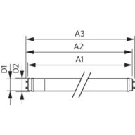 Dimension Drawing (with table) - CorePro LEDtube 1200mm HO 18W 840 T8