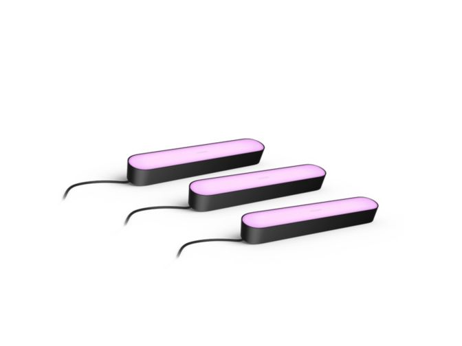 Close up of front of Bundle: Play light bar (Black) + 2x extension