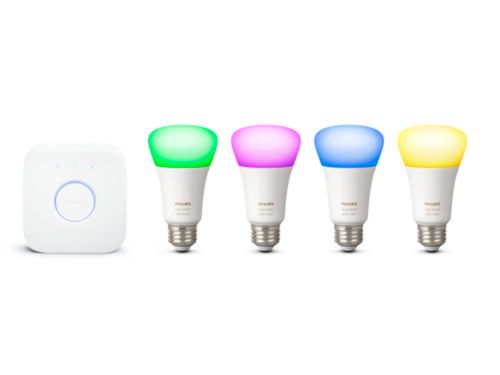 Hue White and Color Ambiance Trousse de démarrage : 4 ampoules intelligentes E26 (60 W)
