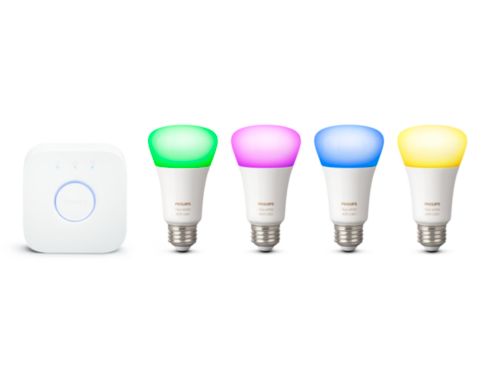 Hue White and Color Ambiance Trousse de démarrage : 4 ampoules intelligentes E26 (60 W)