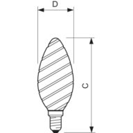 Dimension Drawing (with table) - CorePro LEDCandleND2-25W ST35 E14 827CLG