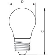 Dimension Drawing (with table) - CorePro LEDLusterND6.5-60W P45 E27827CLG
