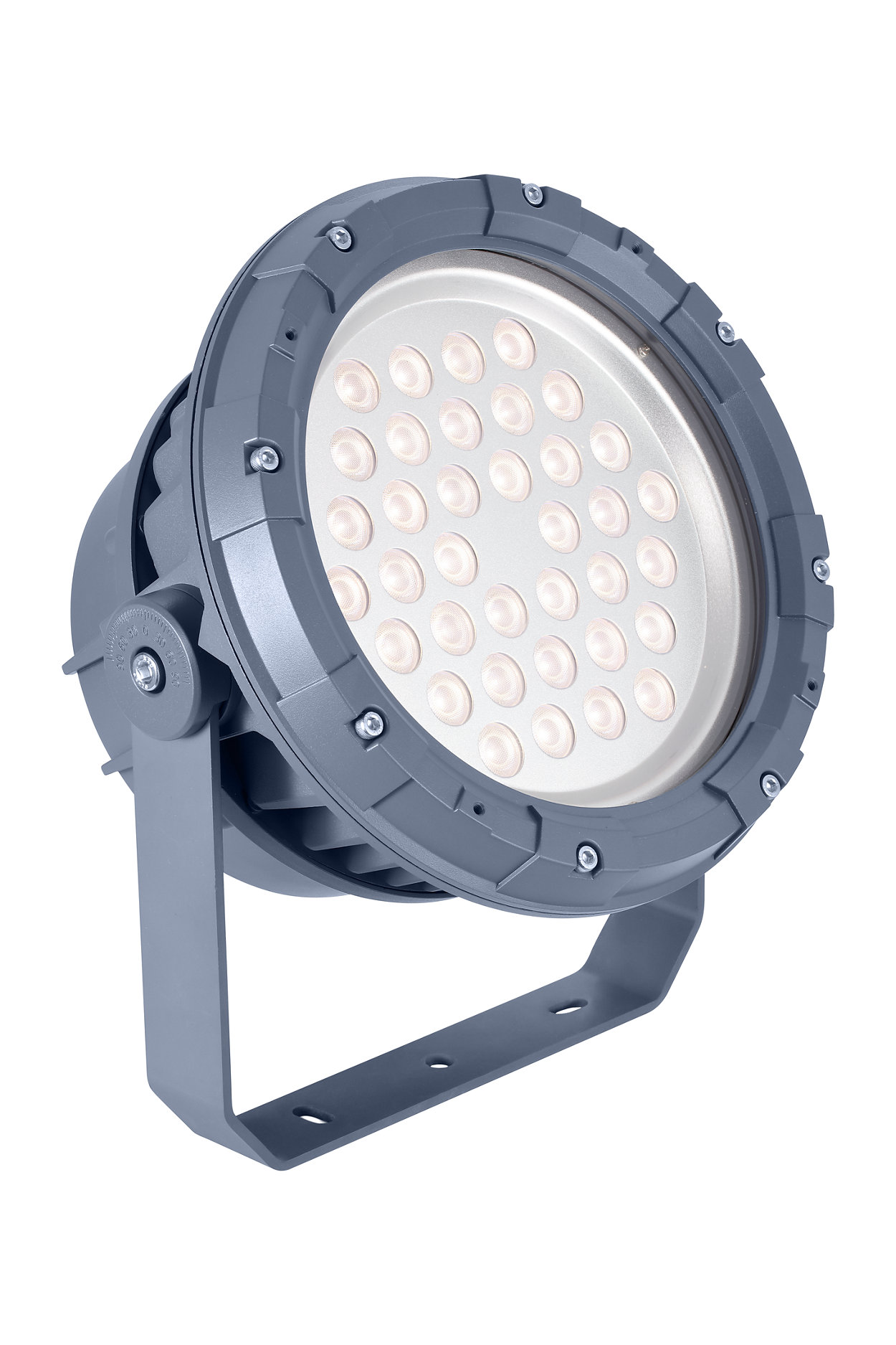 Architectural LED floodlight for fixed or dynamic lighting.