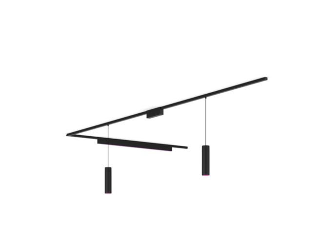 Gros plan de l'avant de Perifo kit de base pour plafond, en L (2 suspensions, 1 barre lumineuse)