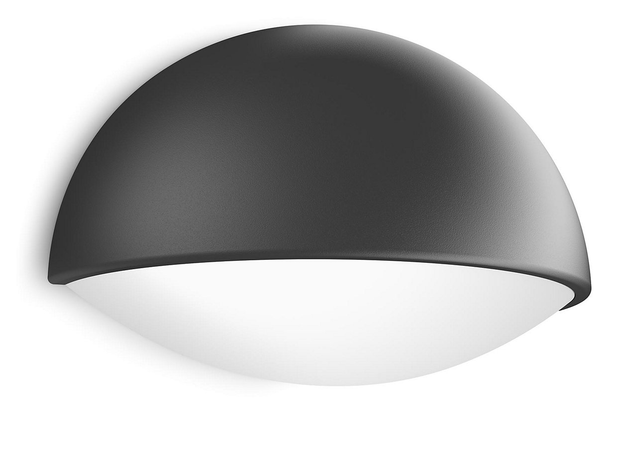 190,1 x 190,1 x 53 mm 12 W Blanca Cálido y Antracita Philips Lighting MyGarden Petronia Aplique LED para Exterior Integrado