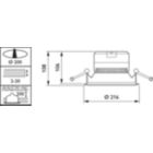 Dimension Drawing (without table) - DN140B LED20S/840 PSU WR IP54 PI6