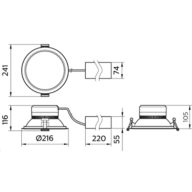 Dimension Drawing (without table) - DN393B LED22/840 PSD D200 WH GM