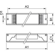 Dimension Drawing (with table) - HF-R 136 TL-D EII 220-240V 50/60Hz