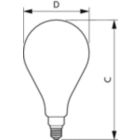 Dimension Drawing (with table) - LED classic-giant 28W E27 A160 GOLD ND