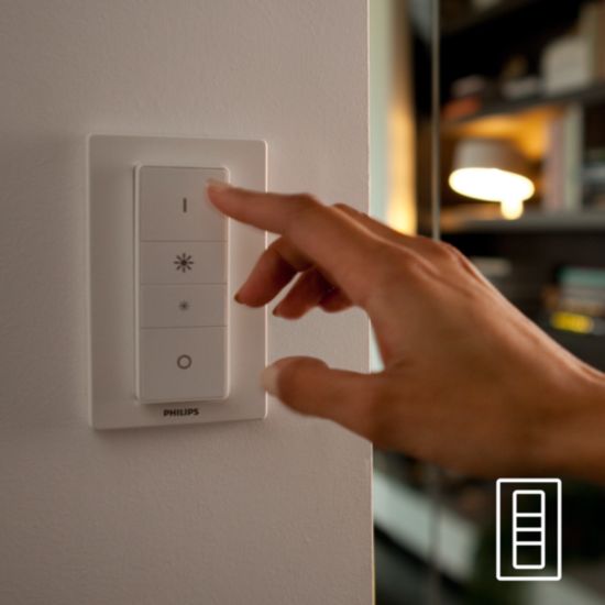 Easy and wireless control with the dimmer switch (included)