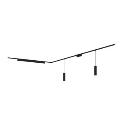 Nahaufnahme der Vorderseite von Perifo Basis-Set L-förmige Deckenleuchte schwarz (2 Spots, 1 Pendel)