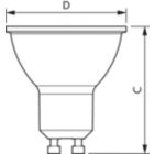 Dimension Drawing (with table) - LEDspotGU10EcoHome 50W 827 36D HV 1CT/20