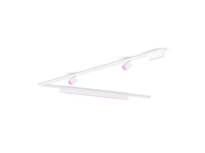 Close up of front of Perifo L-shaped ceiling base kit (2 spots, 1 light bar)