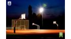 Basketball court at night