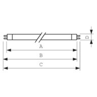 Dimension Drawing (with table) - MASTER TL5 HO 54W/865 SLV/40