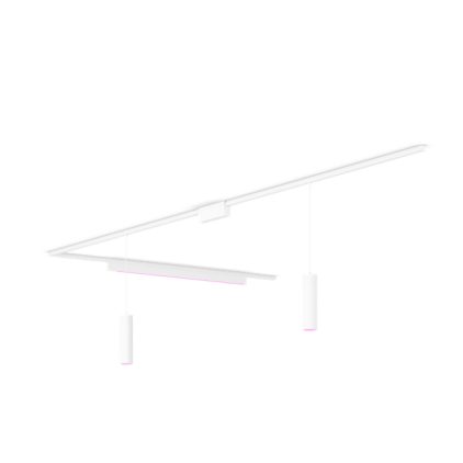 Close up of front of Perifo L-shaped ceiling base kit (2 pendants, 1 light bar)