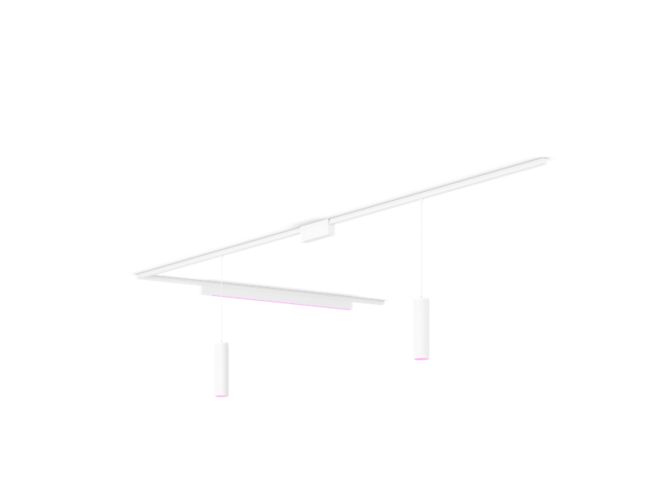 Gros plan de l'avant de Perifo kit de base pour plafond, en L (2 suspensions, 1 barre lumineuse)
