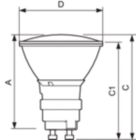 Dimension Drawing (with table) - CDM-Rm Elite Mini 35W/930 GX10 MR16 25D