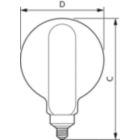 Dimension Drawing (with table) - LED double layers 20W E27 smoky DIM