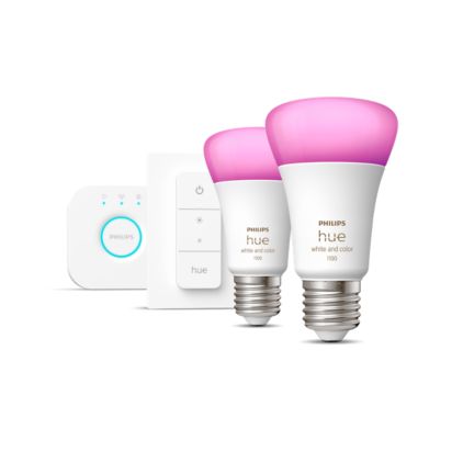 An image of product of the Starterkit: 2 E27 slimme lampen (1100) + dimmer switch
