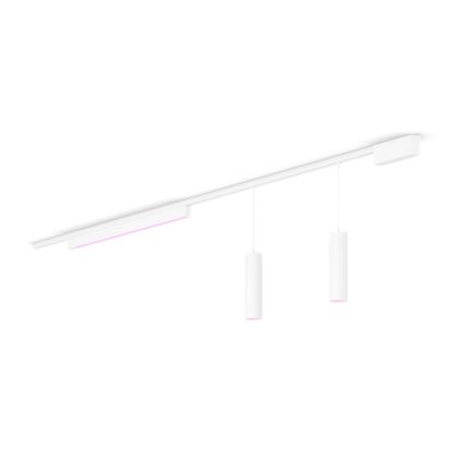 Close up of front of Perifo straight ceiling base kit (2 pendants, 1 light bar)
