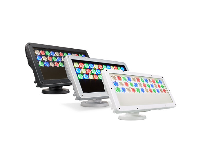ColorBlast RGBW Powercore gen4 four channel LED fixture available in three different housing colors