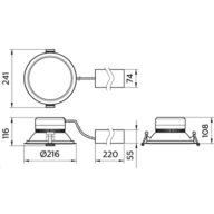 Dimension Drawing (without table) - DN393B LED22/840 PSD D200 ALU GC