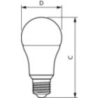 Dimension Drawing (with table) - EcoHome LEDBulb 16W E27 6500KHV 1PF/20AR