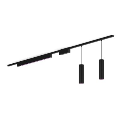 German:An image of product of the Perifo Basis-Set gerade Deckenleuchte schwarz (2 Pendel, 1 Lightbar)