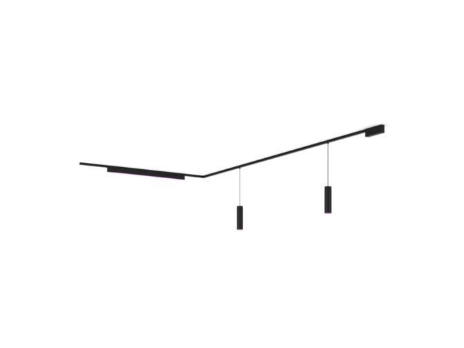 Gros plan de l'avant de Perifo kit de base pour plafond, en L (2 suspensions, 1 barre lumineuse)