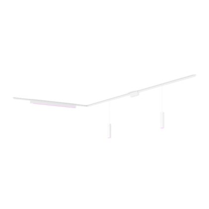 Close up of front of Perifo L-shaped ceiling base kit (2 pendants, 1 light bar)
