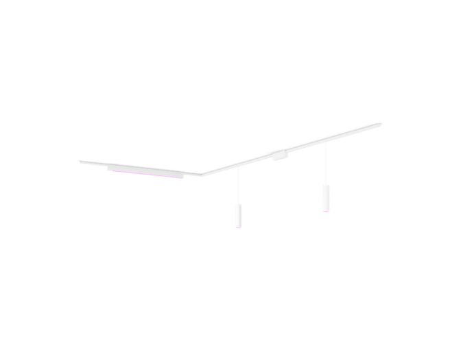 Gros plan de l'avant de Perifo kit de base pour plafond, en L (2 suspensions, 1 barre lumineuse)