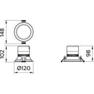Dimension Drawing (without table) - DN391B LED11/830 PSU D100 ALU GC