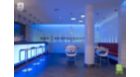 Blue bar restaurant with furniture