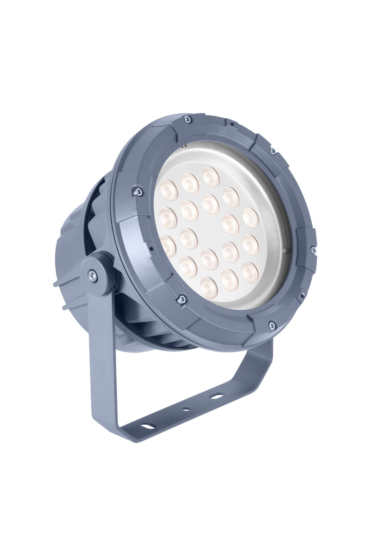 Architectural LED floodlight for fixed or dynamic lighting.