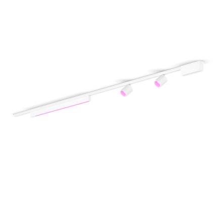 Nahaufnahme der Vorderseite von Perifo Basis-Set gerade Deckenleuchte weiß (2 Spots, 1 Lightbar)