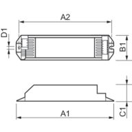 Dimension Drawing (with table) - HF-E 1/2 58 TL-D II 220-240V 50/60Hz