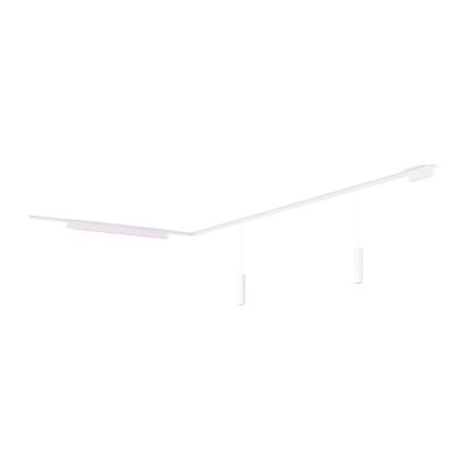 Close up of front of Perifo L-shaped ceiling base kit (2 pendants, 1 light bar)