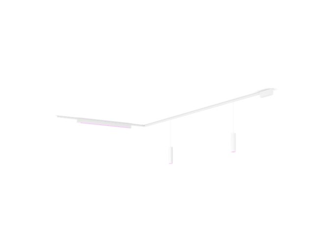 Gros plan de l'avant de Perifo kit de base pour plafond, en L (2 suspensions, 1 barre lumineuse)