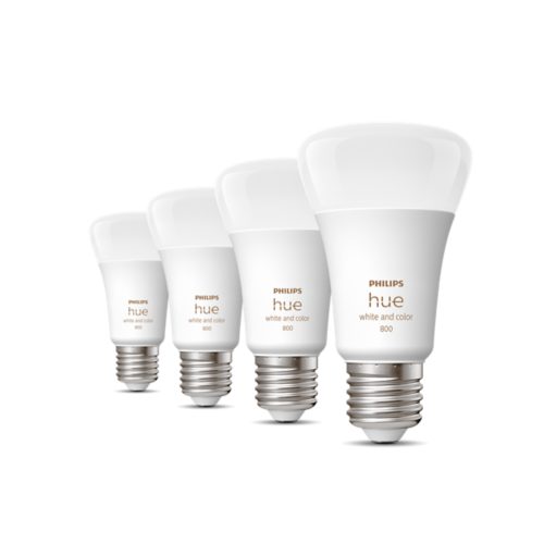 Pakket met vier Hue A60 E27 LED lampen White and colour ambiance